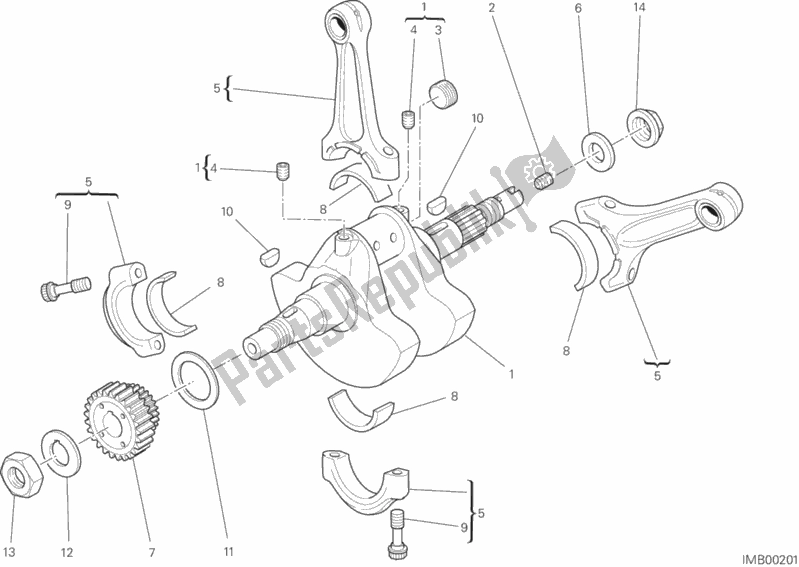 All parts for the Crankshaft of the Ducati Monster 795-Thai 2013